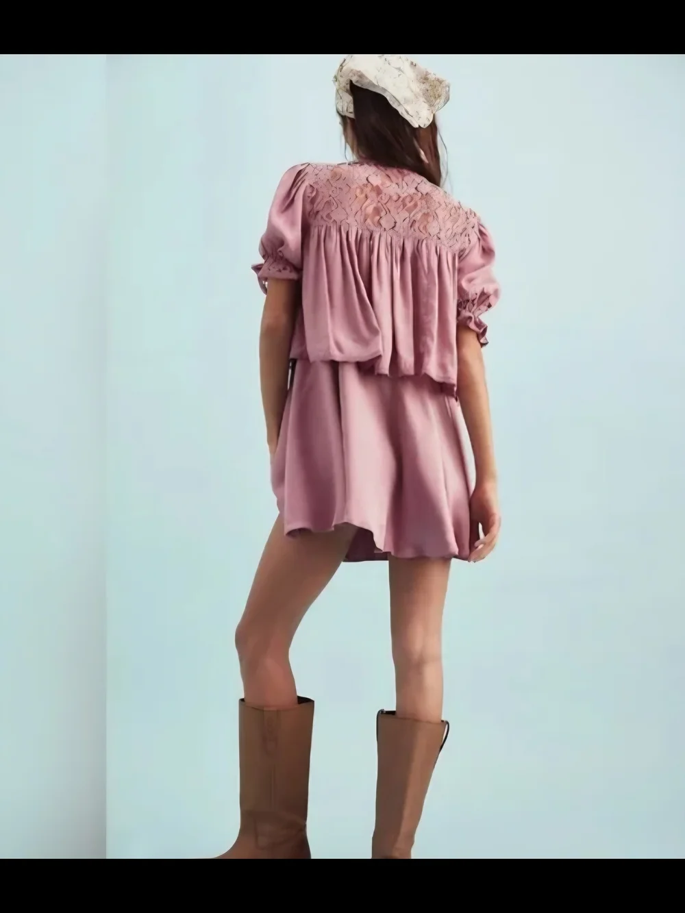 Free People Dusty Rose Satin Lace Nostalgia Chemise with Cropped Bolero
